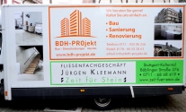 Anhängerbeschriftung für die Firma BDH Projekt aus Stuttgart