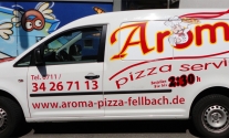 Transporterbeschriftung für Pizzaservice Aroma aus Fellbach