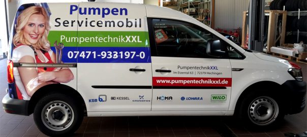 Die neue Fahrzeugbeschriftung für Pumpentechnik XXL aus Hechingen