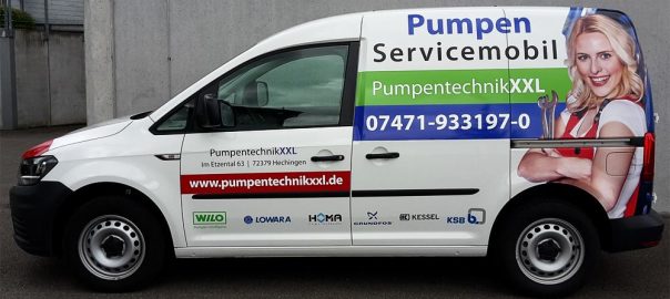 Fahrzeugbeschriftung für Pumpentechnik XXL aus Hechingen