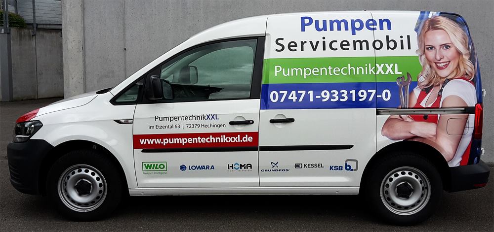 Fahrzeugbeschriftung für Pumpentechnik XXL aus Hechingen