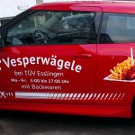Verspielte Folienbeschriftung für s'Vesperwägele aus Esslingen