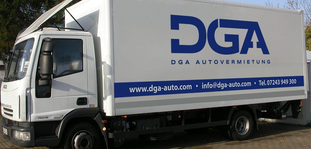Lkw-Beschriftung den Kunden DGA Autovermietung aus Karlsruhe