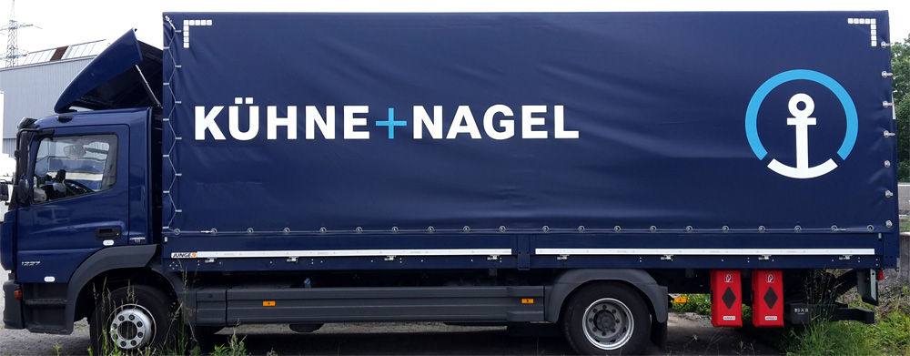 Lkw-Folierung für die Logistikfirma Kühne+Nagel aus Ludwigsburg