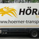 Lkw-Beschriftung für die Firma Hörner Transporte aus Stuttgart