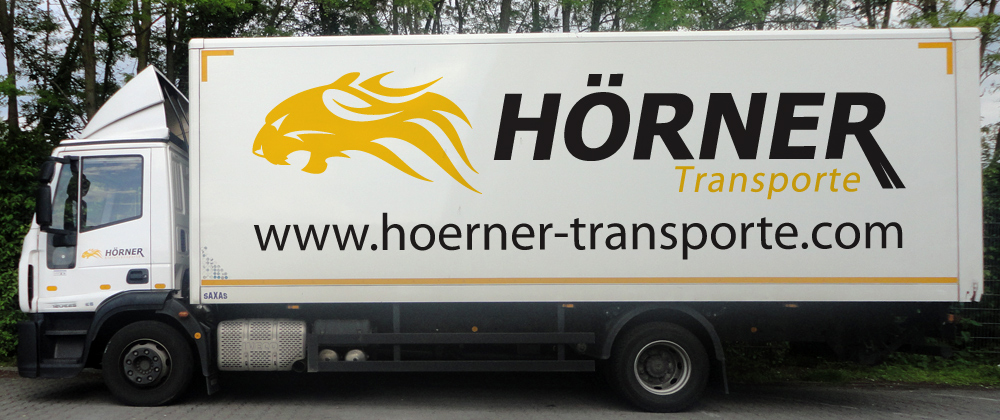Lkw-Beschriftung für die Firma Hörner Transporte aus Stuttgart