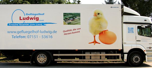 Lkw-Beschriftung für Geflügelhof Ludwig GmbH aus Waiblingen
