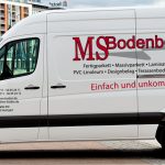 Transporterbeschriftung für die Firma MS Bodenbeläge aus Stuttgart